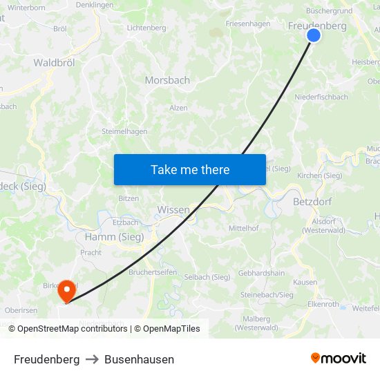 Freudenberg to Busenhausen map