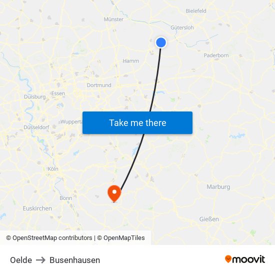 Oelde to Busenhausen map