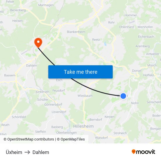 Üxheim to Dahlem map