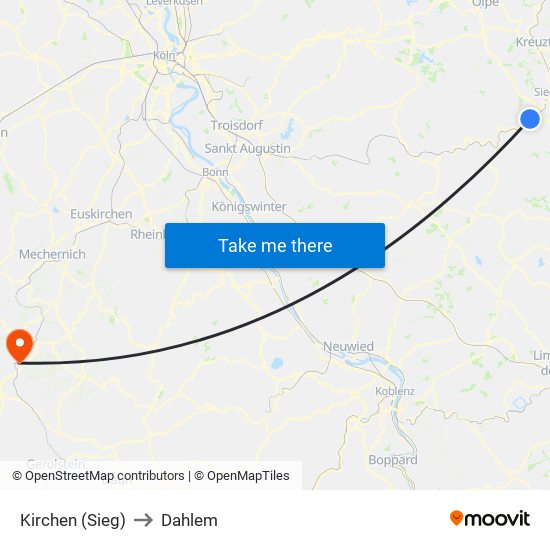 Kirchen (Sieg) to Dahlem map