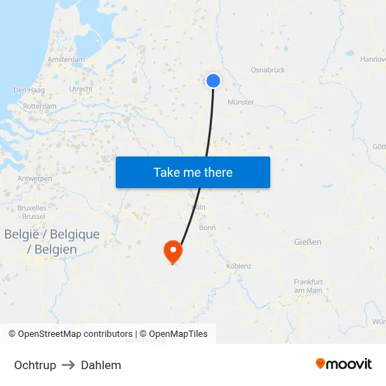 Ochtrup to Dahlem map