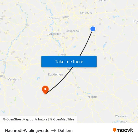 Nachrodt-Wiblingwerde to Dahlem map