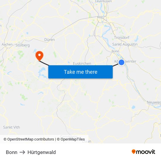 Bonn to Hürtgenwald map