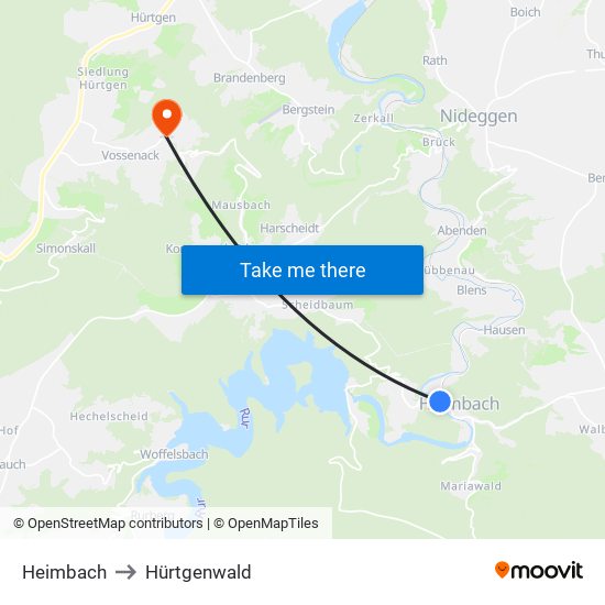 Heimbach to Hürtgenwald map