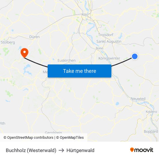 Buchholz (Westerwald) to Hürtgenwald map