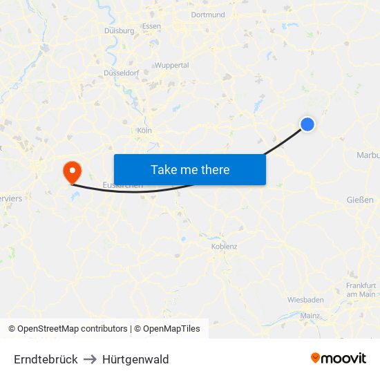 Erndtebrück to Hürtgenwald map