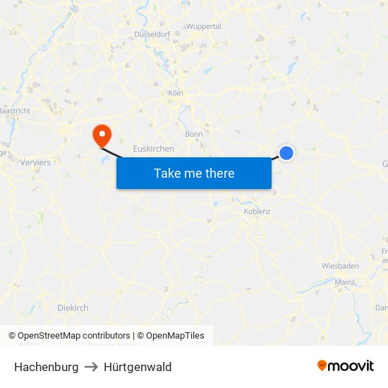 Hachenburg to Hürtgenwald map