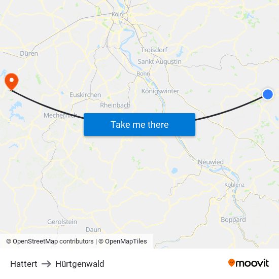 Hattert to Hürtgenwald map