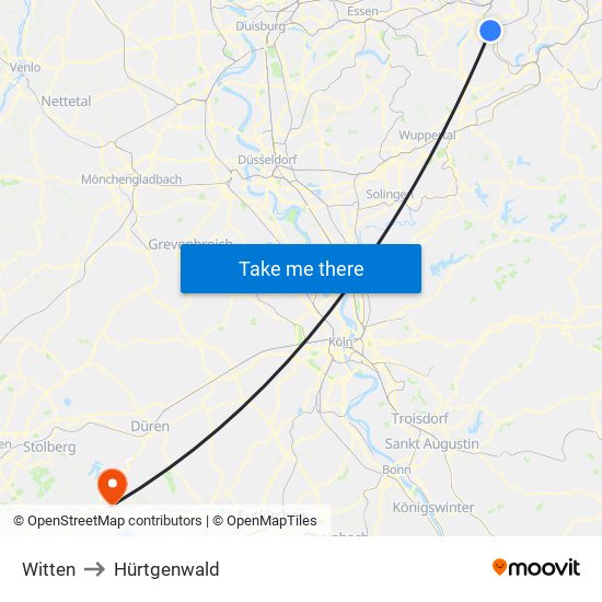 Witten to Hürtgenwald map