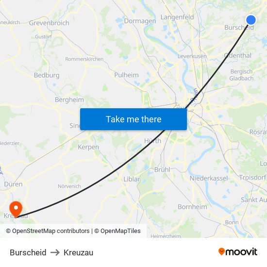 Burscheid to Kreuzau map