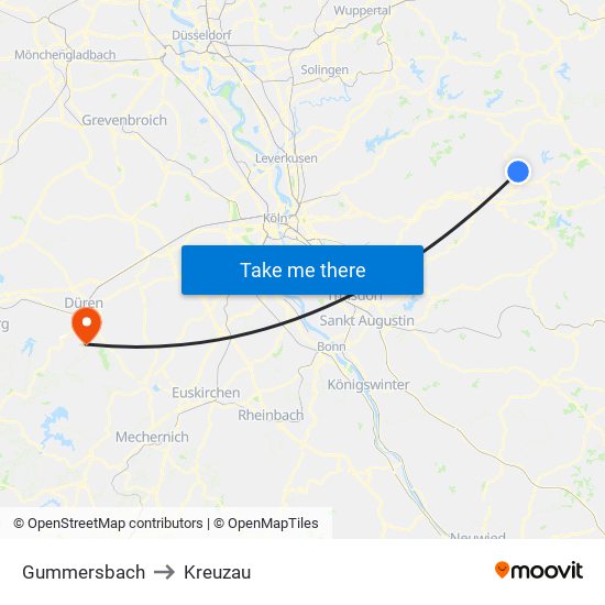 Gummersbach to Kreuzau map