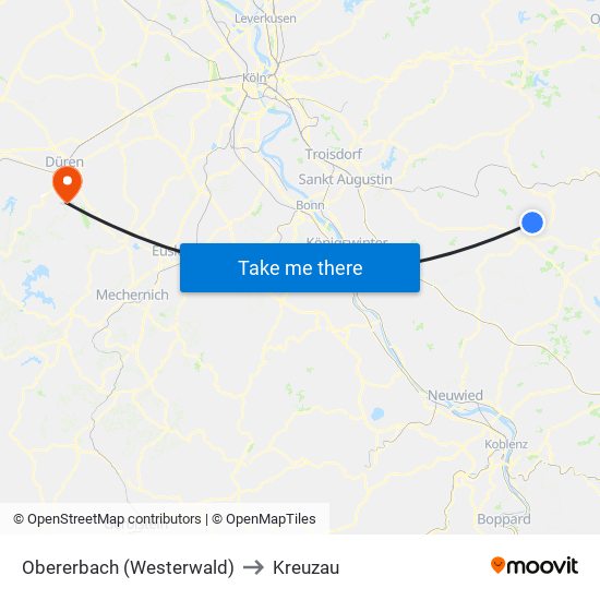 Obererbach (Westerwald) to Kreuzau map