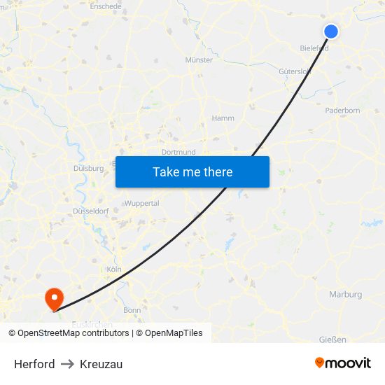 Herford to Kreuzau map