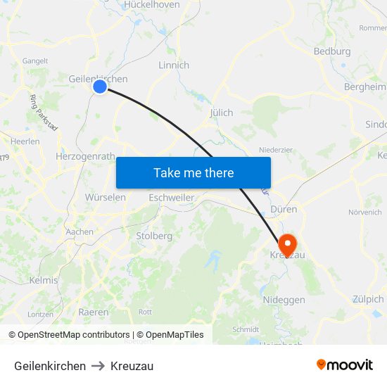 Geilenkirchen to Kreuzau map