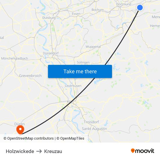 Holzwickede to Kreuzau map