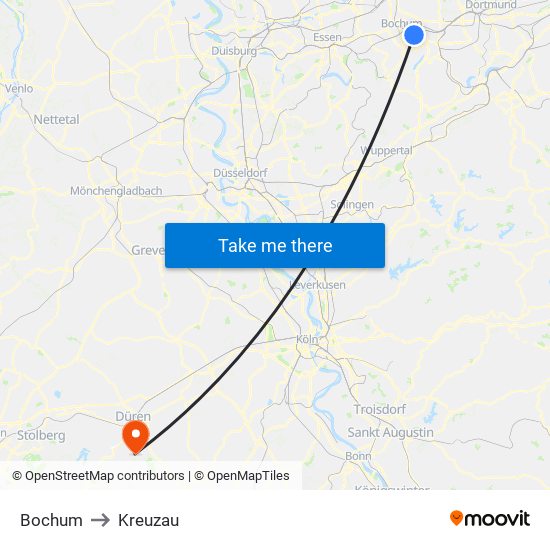 Bochum to Kreuzau map