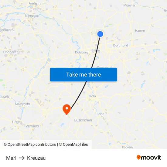 Marl to Kreuzau map