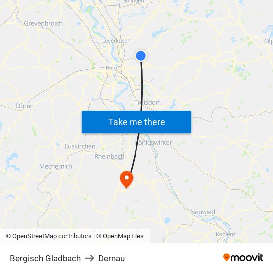 Bergisch Gladbach to Dernau map