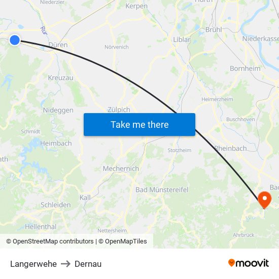 Langerwehe to Dernau map