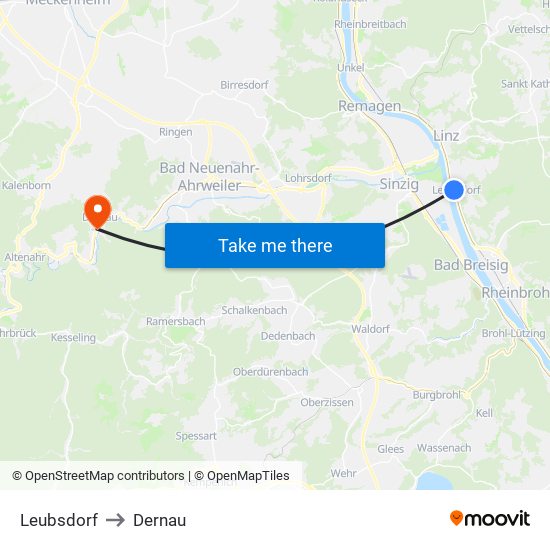 Leubsdorf to Dernau map