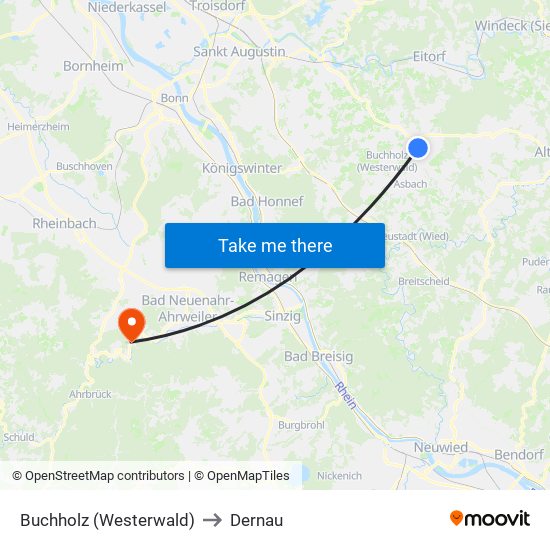 Buchholz (Westerwald) to Dernau map