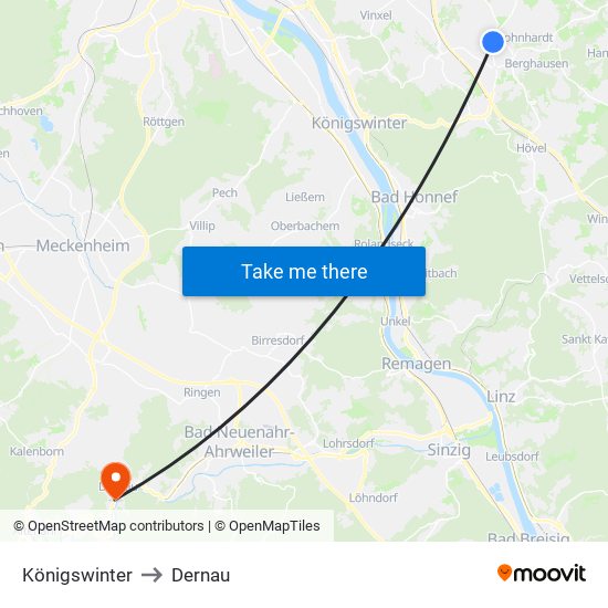 Königswinter to Dernau map