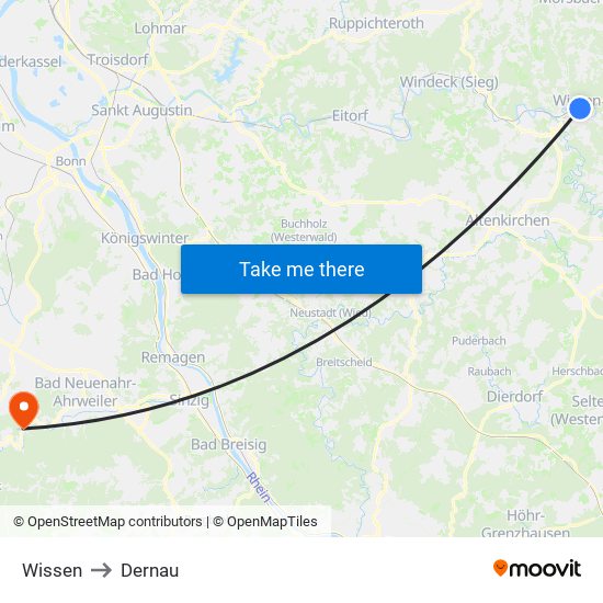 Wissen to Dernau map