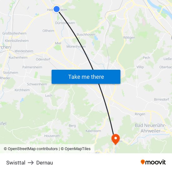 Swisttal to Dernau map