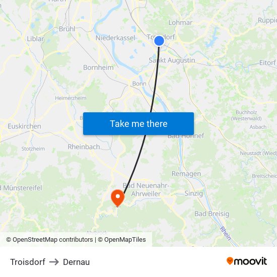 Troisdorf to Dernau map