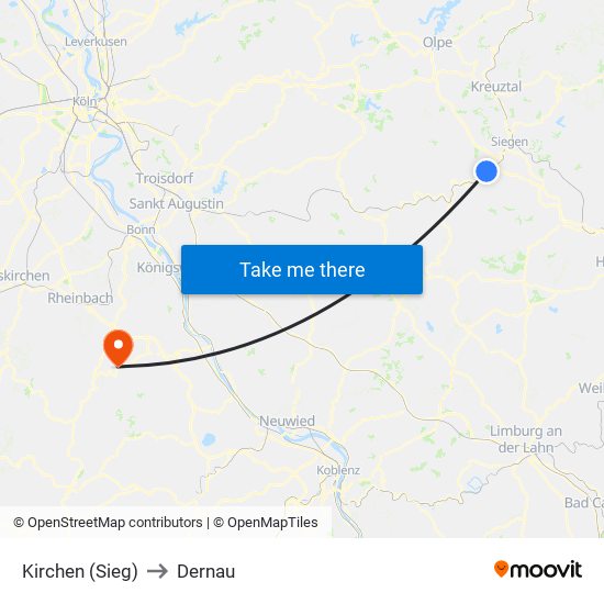 Kirchen (Sieg) to Dernau map