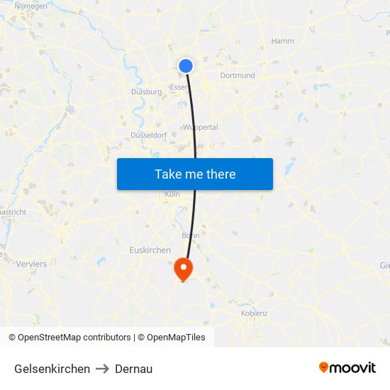 Gelsenkirchen to Dernau map