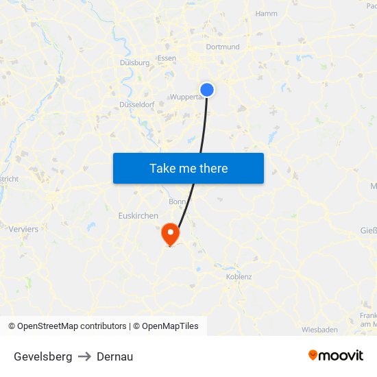 Gevelsberg to Dernau map