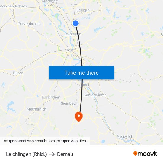 Leichlingen (Rhld.) to Dernau map