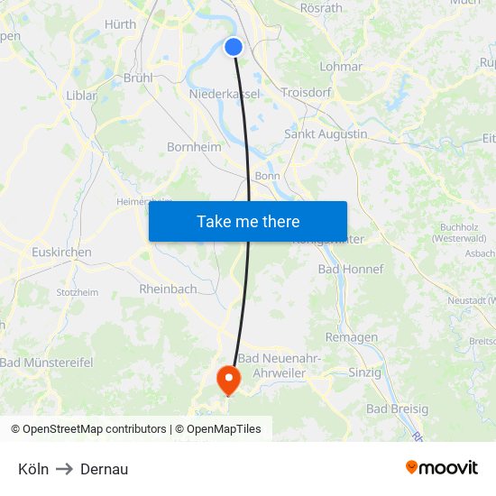 Köln to Dernau map