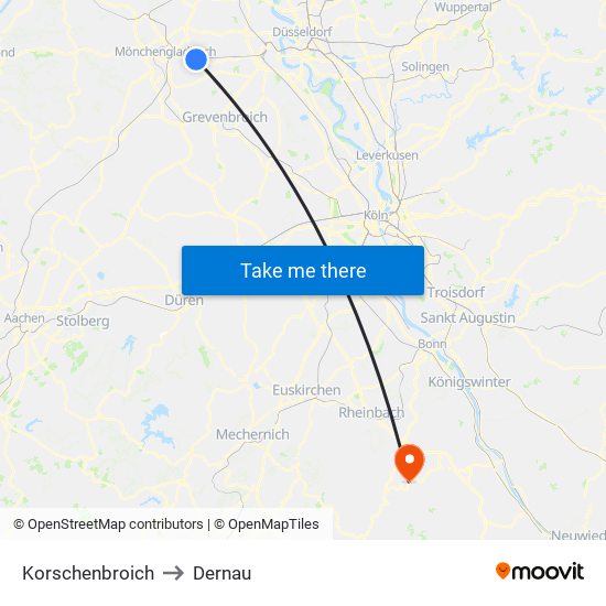 Korschenbroich to Dernau map