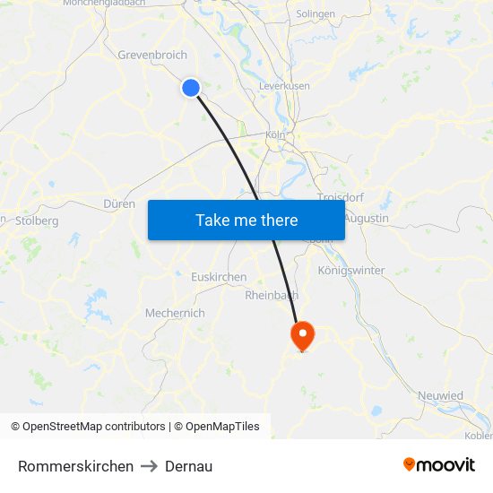 Rommerskirchen to Dernau map