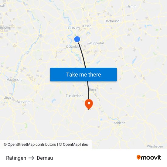 Ratingen to Dernau map