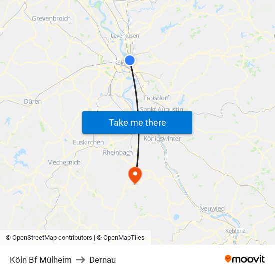 Köln Bf Mülheim to Dernau map