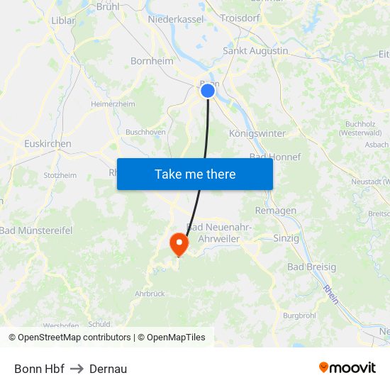 Bonn Hbf to Dernau map