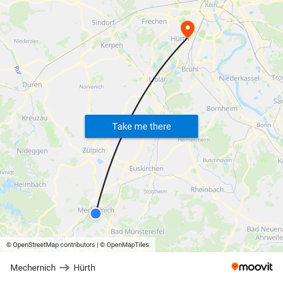 Mechernich to Hürth map