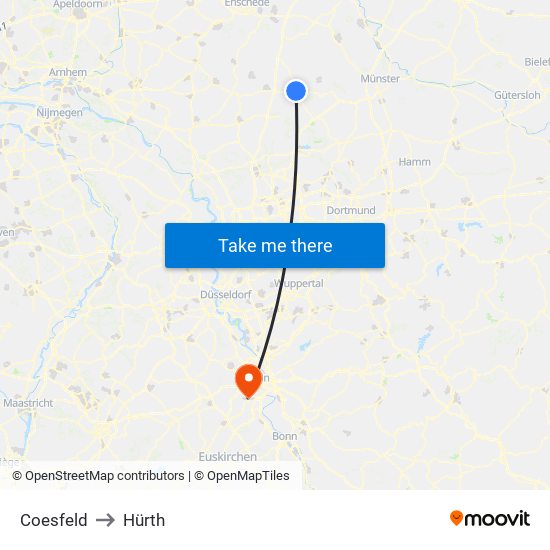 Coesfeld to Hürth map