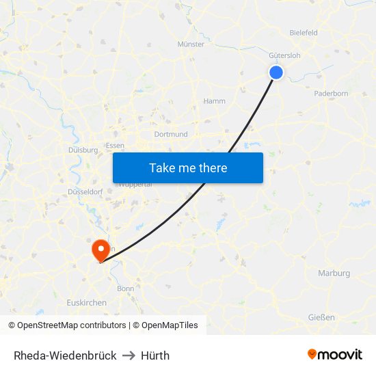 Rheda-Wiedenbrück to Hürth map