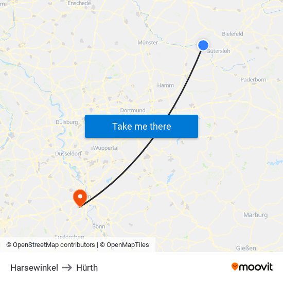 Harsewinkel to Hürth map