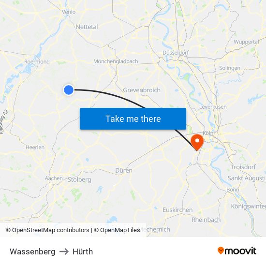 Wassenberg to Hürth map