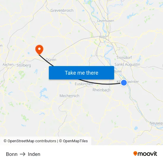 Bonn to Inden map