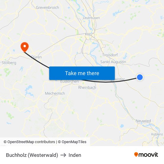 Buchholz (Westerwald) to Inden map
