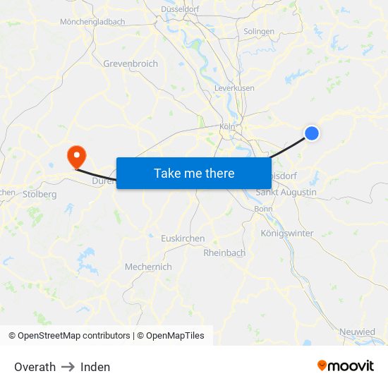 Overath to Inden map
