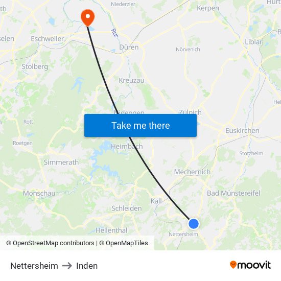 Nettersheim to Inden map