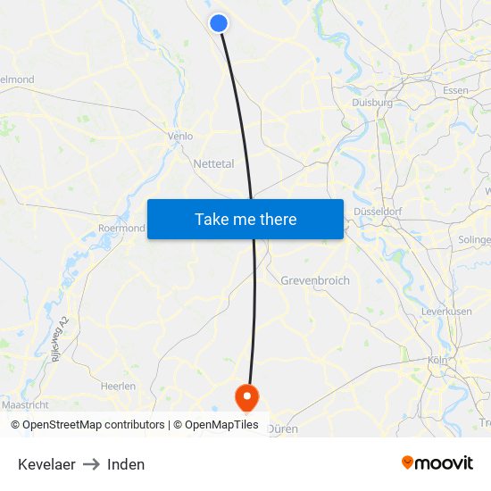 Kevelaer to Inden map
