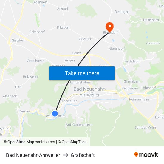 Bad Neuenahr-Ahrweiler to Grafschaft map